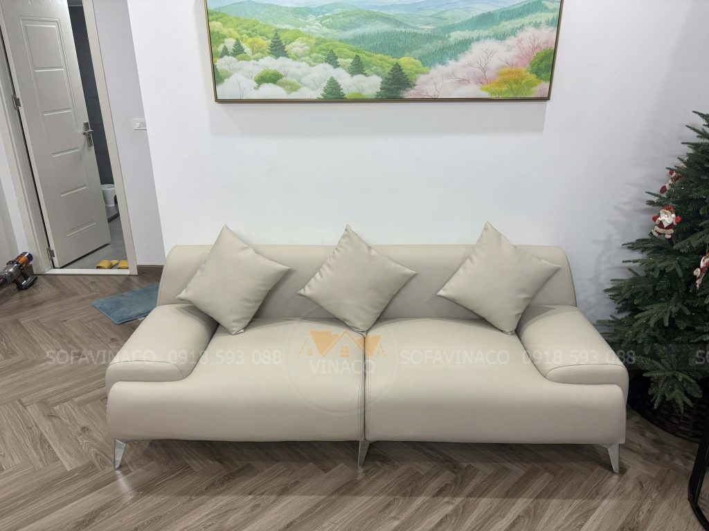 Bọc lại ghế sofa da cho khách tại Long Biên