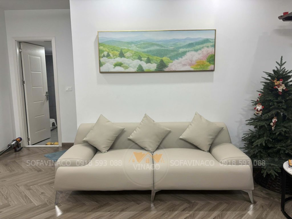 Bọc lại ghế sofa da cho khách tại Long Biên