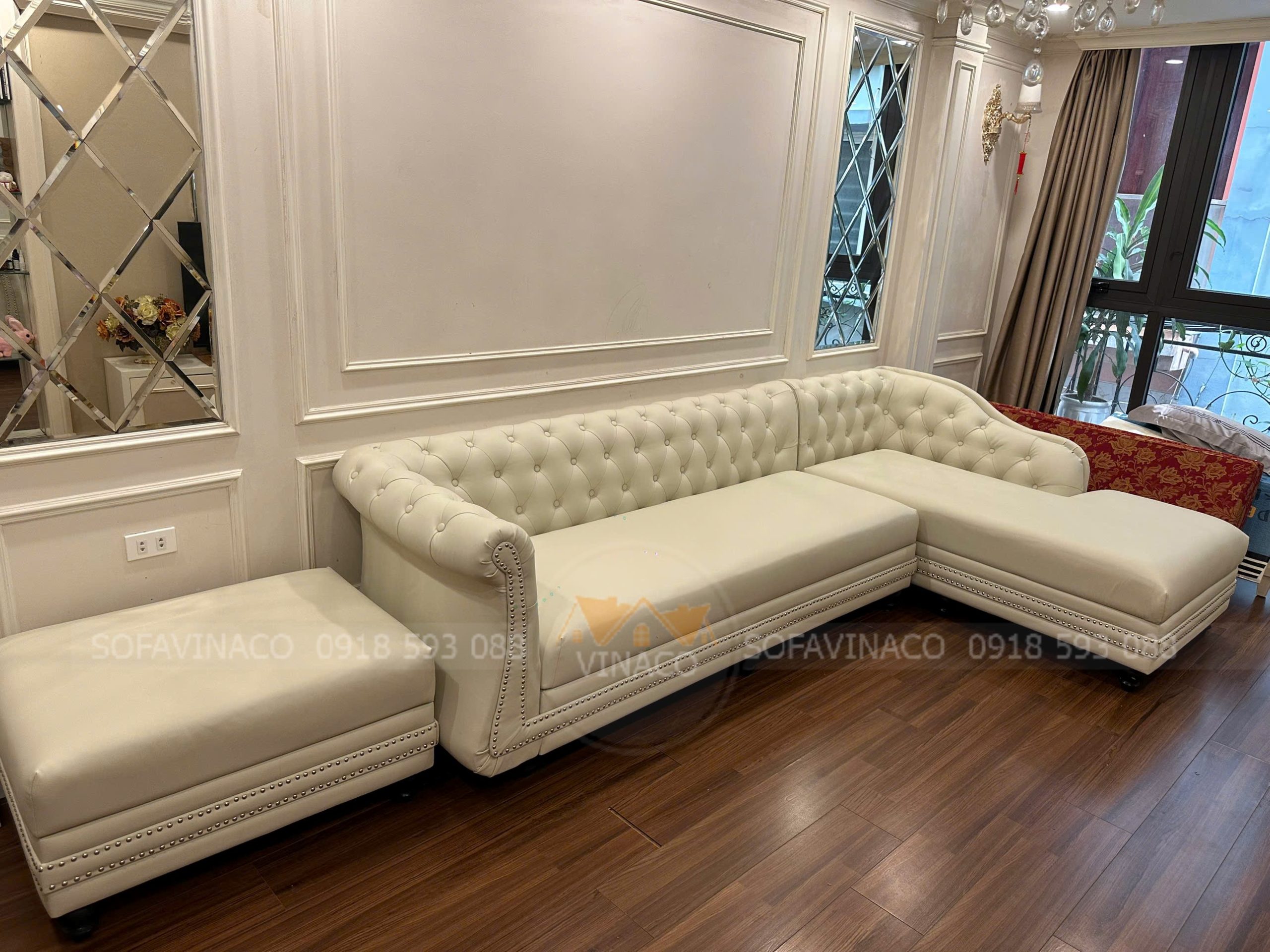 Bọc lại ghế sofa da cho khách tại Xuân La