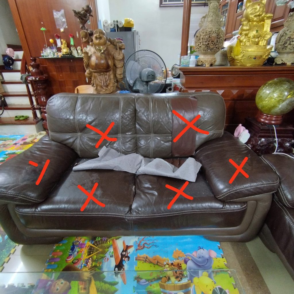 Bọc lại ghế sofa da nứt rách