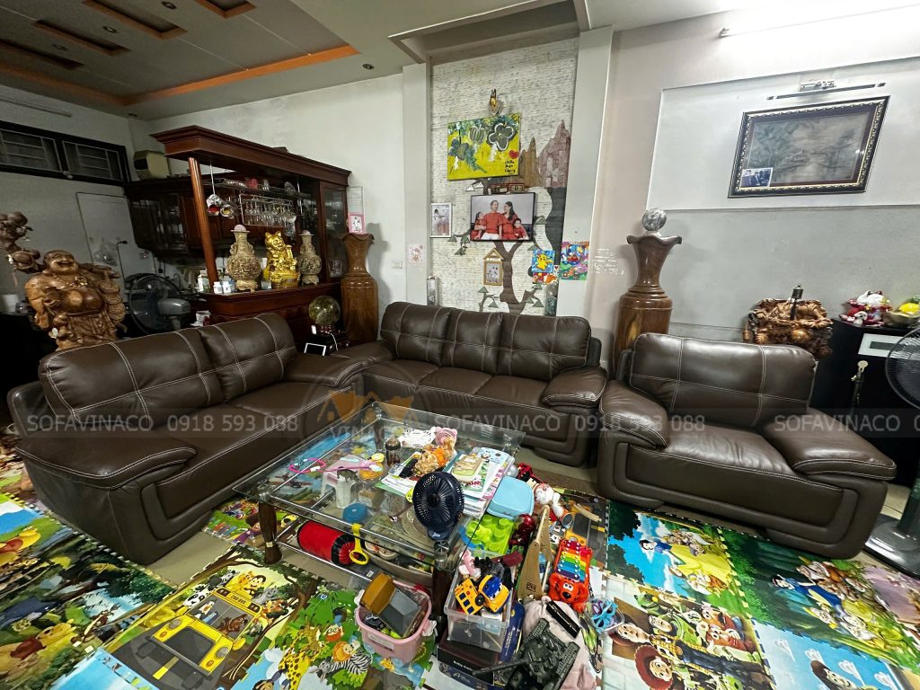 Bọc lại ghế sofa da bò thật