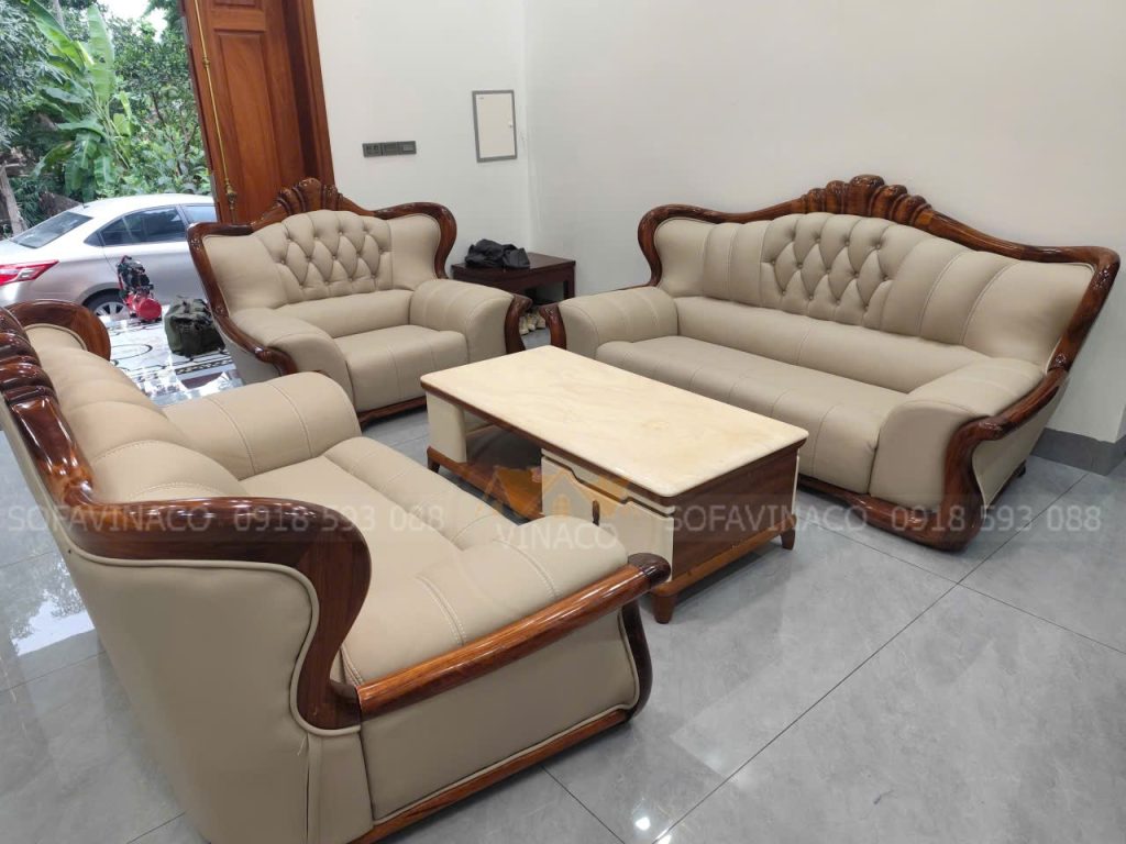 Bọc lại ghế sofa da cao cấp Nadia cho khách hàng tại Vĩnh Phúc