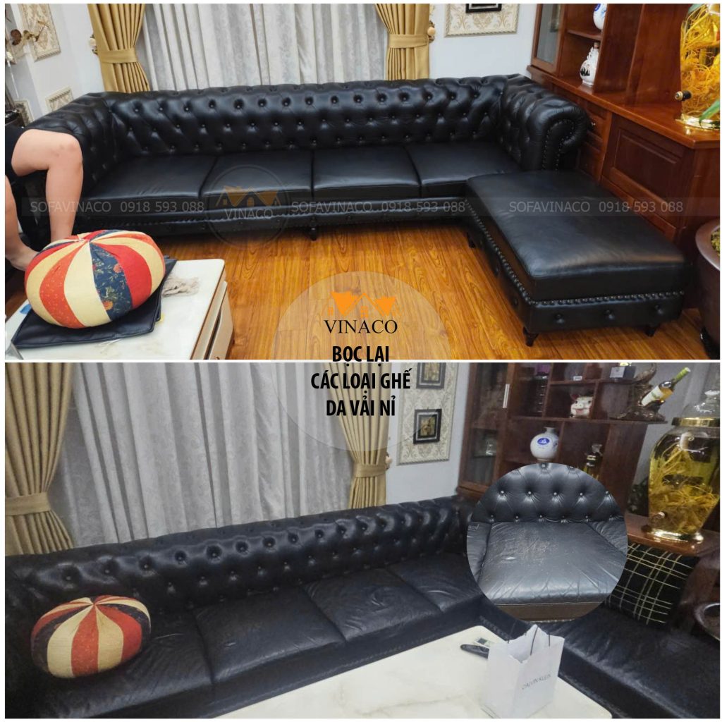 Ghế sofa tân cổ điển trước và sau khi bọc lại