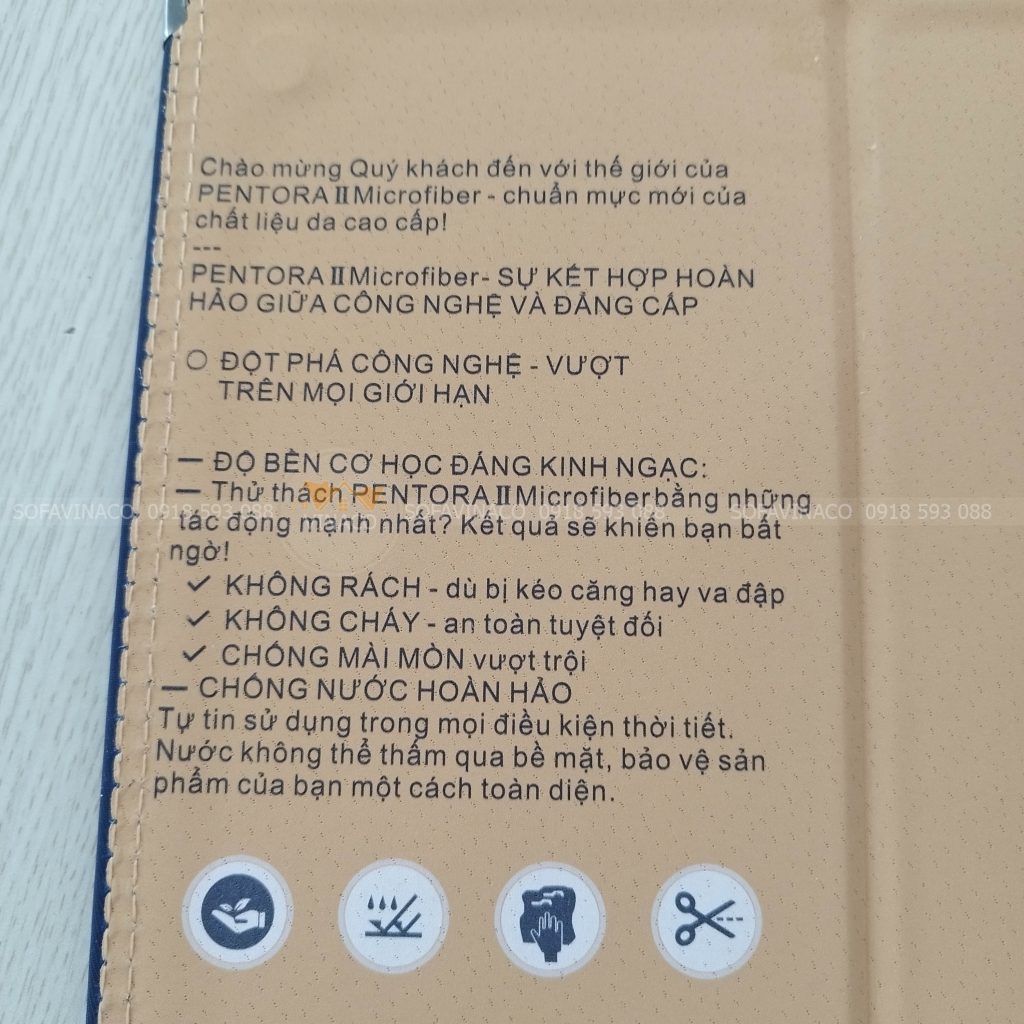 thông số kỹ thuật Mẫu da pentora II cao cấp