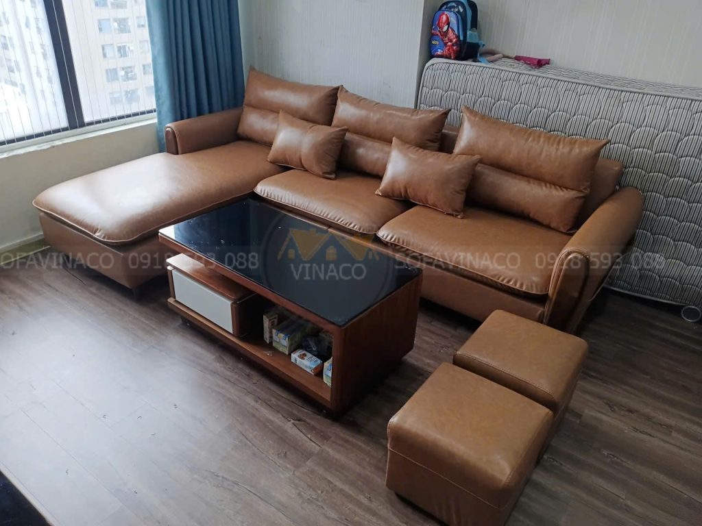 Bọc lại ghế sofa từ vải sang da cho khách tại Mễ Trì