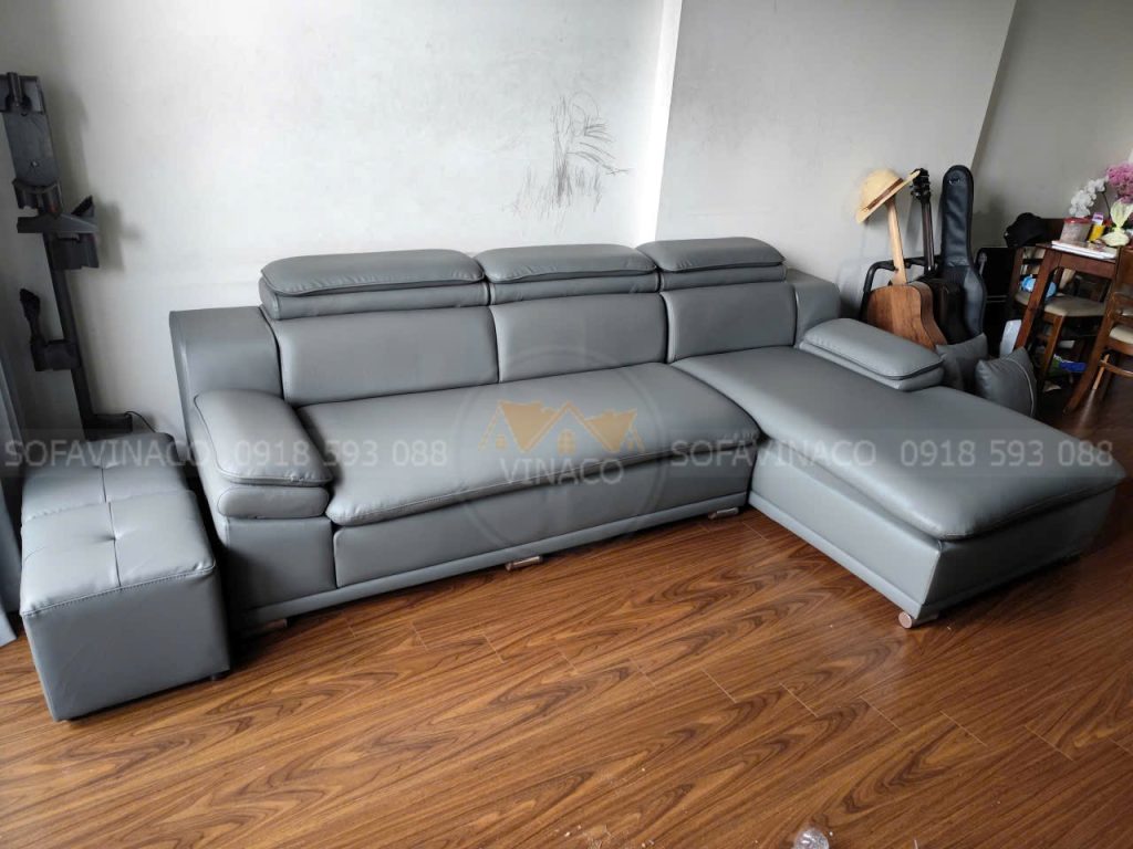 Bọc lại ghế sofa da cho khách tại Long Biên