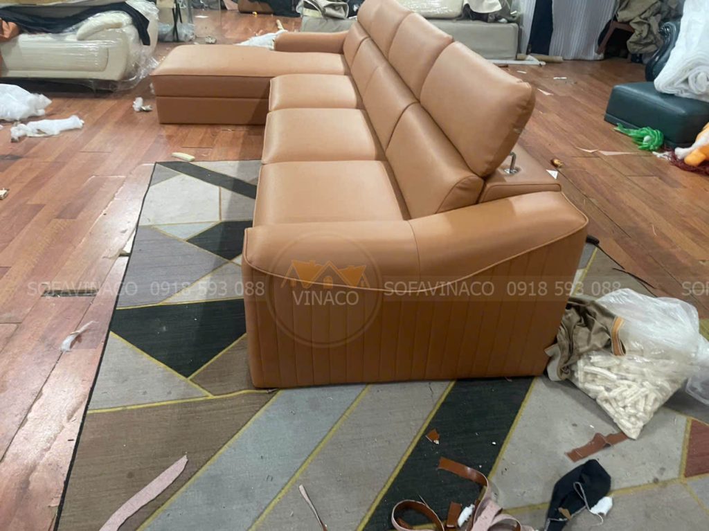 Ghế sofa góc L sang xịn được đóng mới tại xưởng