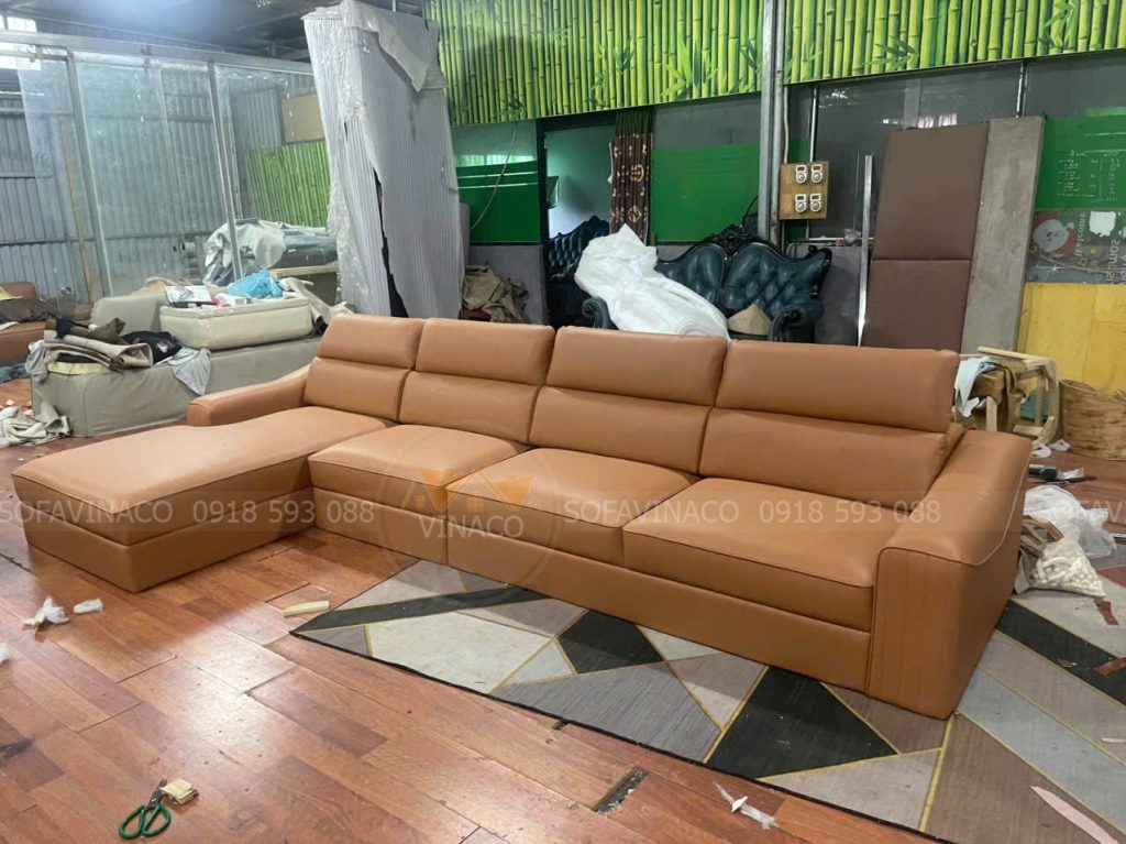 Ghế sofa góc L sang xịn được đóng mới tại xưởng