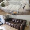 Sofa trước và sau khi bọc lại từ vải sang da