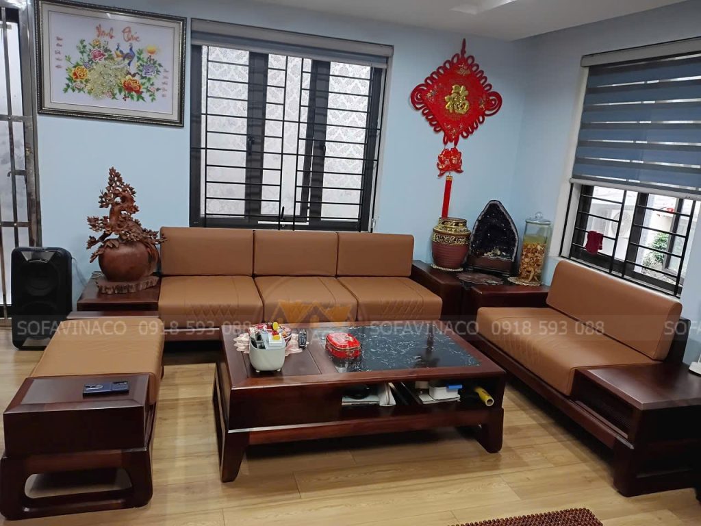 Hoàn thiện bộ sofa gỗ sang trọng, bền đẹp