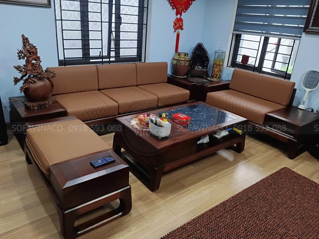Hoàn thiện bộ sofa gỗ sang trọng, bền đẹp