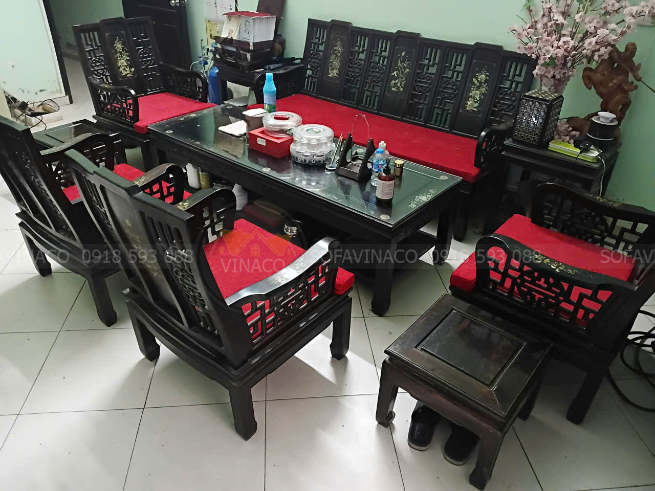 dem-ghe-phong-khach-dep Đệm ghế đỏ đô sang trọng phù hợp không gian phòng khách