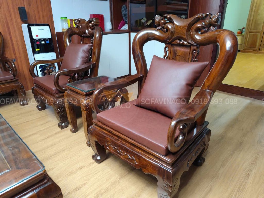Đệm ghế gỗ bọc da