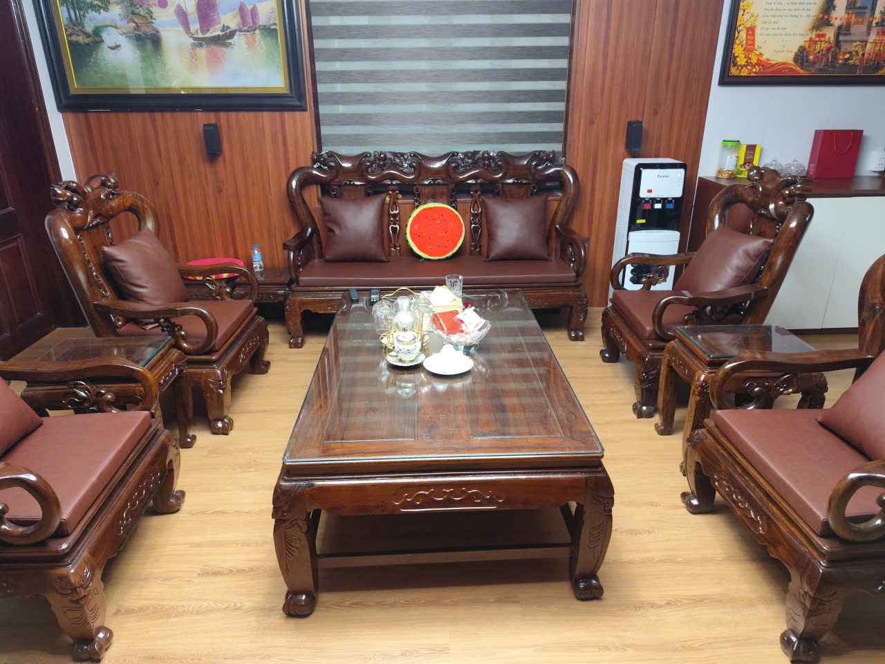 Làm đệm ghế da cho khách tại Hà Trì 1, Hà Đông