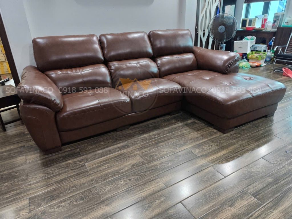 Bộ ghế sofa da sau khi bọc