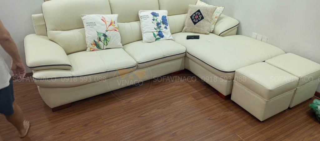 Bộ sofa sau khi bọc xong tại nhà khách hàng