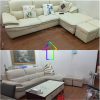Hình ảnh trước và sau của bộ sofa sau khi bọc xong