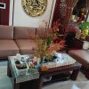 Bộ đệm ghế da màu nâu phù hợp với không gian phòng khách sang trọng